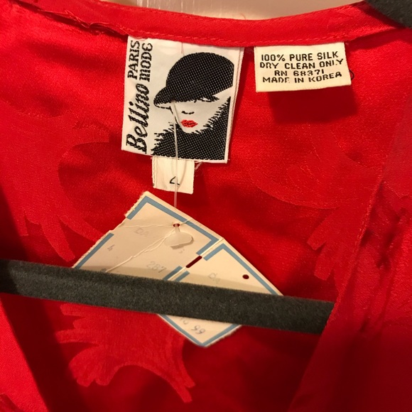 Bellino Paris Mode Red Silk Dress - Picture 6 of 6